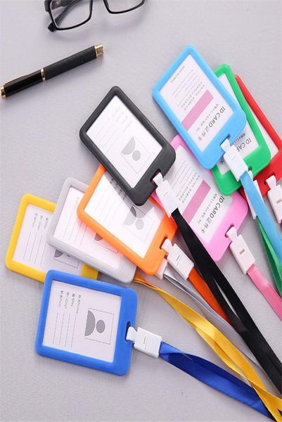 

candy color identity badge lanyard plastic work id neck strap card bus holders work card bus access student card holder with1666230, Silver