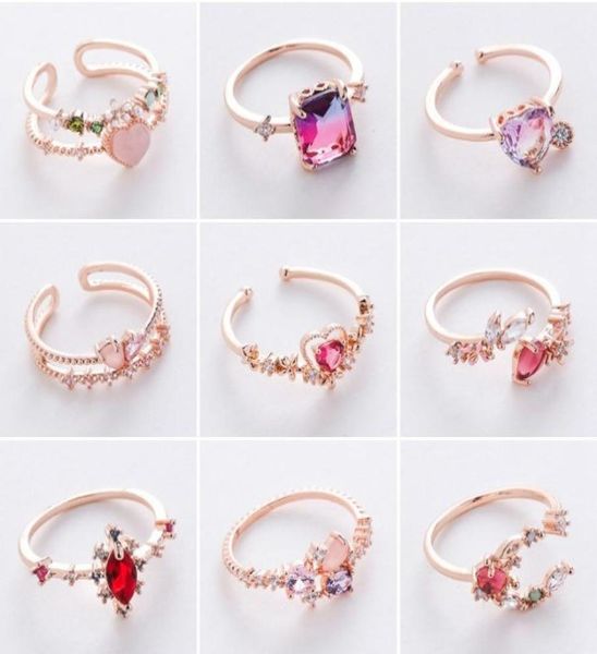 

new fashion microinlaid crystal zircon rings sweet elegant flower ring for girl women finger bague jewelry bridal gift delicate1214803, Silver