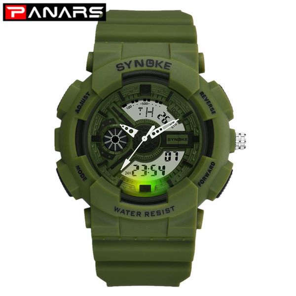 

panars new classic sports men's watches multi-function alarm el lights led double display digital wristwatches for men2828, Slivery;brown