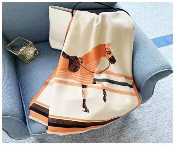 

2021 luxury cashmere scarf women winter warm shawls and wraps design horse print bufanda thick blanket scarves95430716211049, Blue;gray
