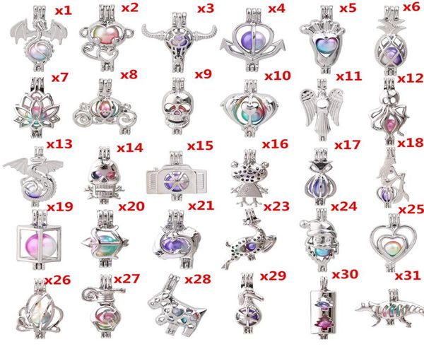 

600 designs for you choose pearl cage beads cage locket pendant aroma essential oil diffuser locket diy necklace earrings bracele3103026, Silver
