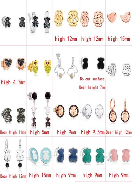 

2021 100 925 sterling silver bear earrings fashion classic perforated earrings jewelry manufacturer whole1041440, Golden;silver