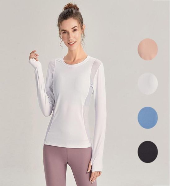 

women's yoga long sleeve shirt blouse solid color sports fitness round neck jogging sportswear breathable #12533694651