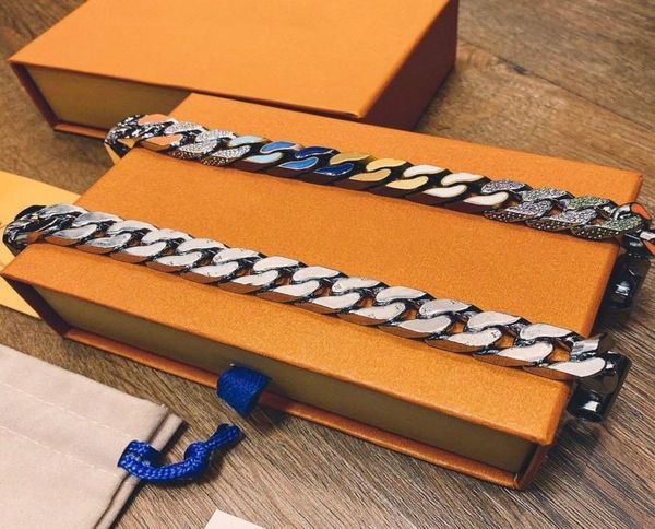 

20ss chain links pearls mascot lucky bamboo joints quenching gradient designer bracelet letter reaction13monogram men women3746714, Black