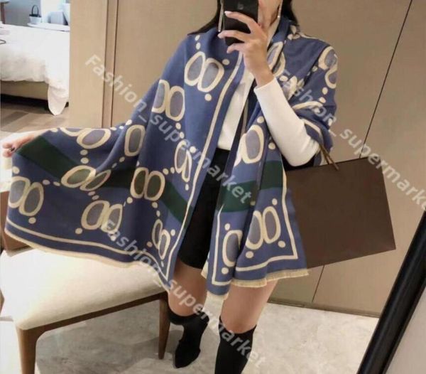 

2023 luxury winter cashmere scarf pashmina for women brand designers warm fashion imitate wool long shawl wrap a14196707, Blue;gray