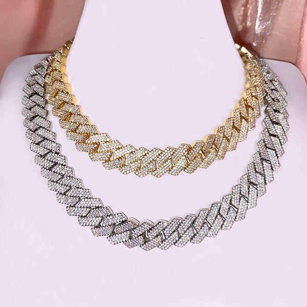 

hip hop jewelry three lines diamond mens necklace cuban chain, Silver