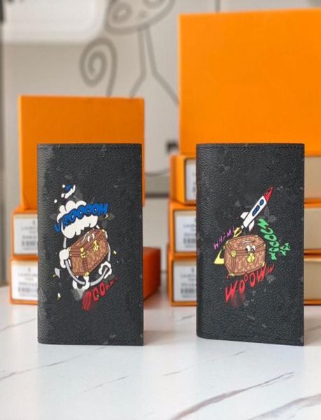 

limited edition christmas graffiti wallets genuine leather couples storage bag brand letter women men suit clip passport holder lo6376249, Red;black