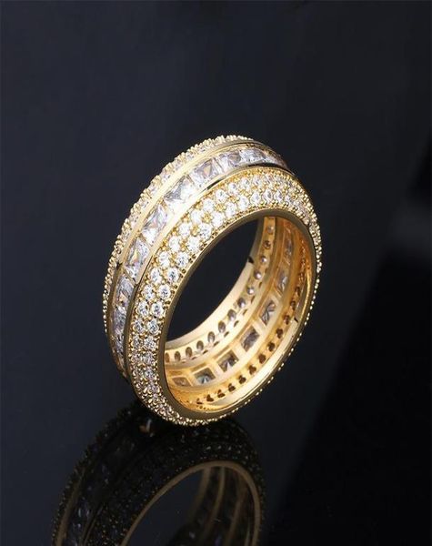 

new fashion 18k gold white gold blingbling cz cubic zirconia full set finger band ring luxury hip hop diamond jewelry ring for m5781221, Silver