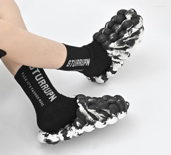 

slippers women graffiti bubble slides golfball luxury designer outdoor sandals beach platform shoes massage3280721, Black