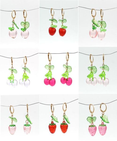 

new trendy ladies dangle earrings 3d fruit apple cherry peach strawberry earrings for women girls gifts party jewelry2326393, Silver