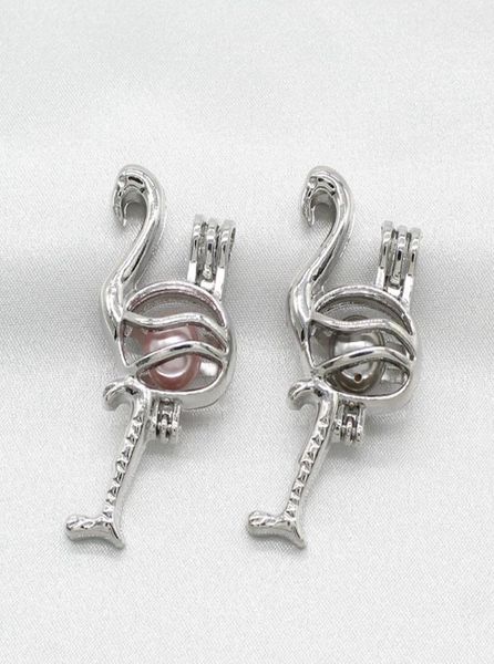 

10pcs silver plated flamingo bird cage hollow diffuser cage lockets pendant fragrance essential oil necklace jewelry making1206239