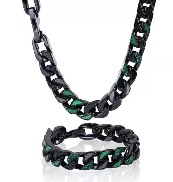 

titanium steel bracelet with diamonds shiny bracelet personality chain bracelet fashion jewelry supply2919071, Black