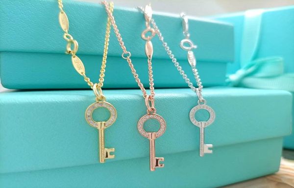 

mini key necklace luxury brand designer diamond pendant necklace women's metal rose gold jewelry personality creative fashion accessori, Silver