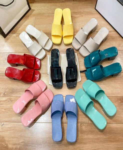 

women rubber high heel slide slippers sandal lady fruit platform slipper summer embossed candy colors outdoor beach flip flops wom1053424, Black