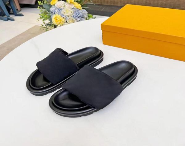 

with box sandals genuine leather slides designer slippers shoes women slippers summer flat slide flip flops odile skin sandal ladies beach s, Black