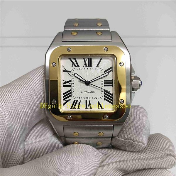

2 style real po with original box mens watch men's yellow gold two tone steel bracelet automatic mechanical sports men wat294f, Slivery;brown