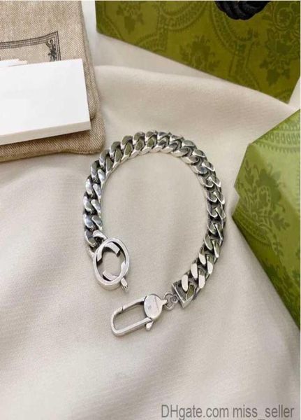 

925 sterling silver bracelet designer bracelets luxury cool boy g fashion mens women men chain gift couple bracelets d210913697030, Black