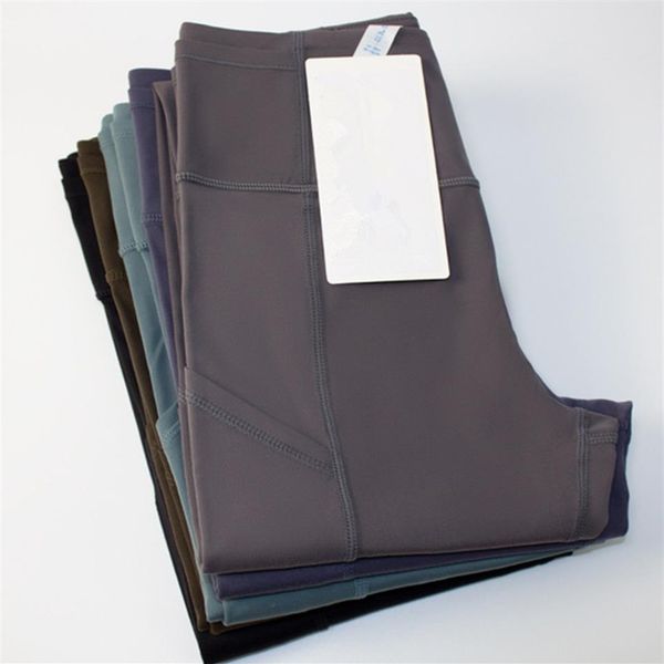 

new solid color high rise yoga pocket yoga leggings with waistband pants naked feeling women sports trousers elastic running train2277