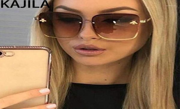

arrival 2021 oversized square bee sunglasses women metal frame gradient sun glasses shade for womanuv400 184317927518, White;black