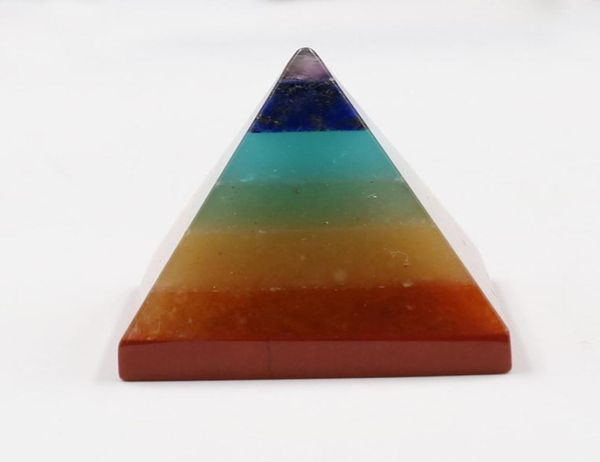 

natural crystal stone colorful chakra pyramid yoga energy stone decoration 30x30x30mm9410801, Black