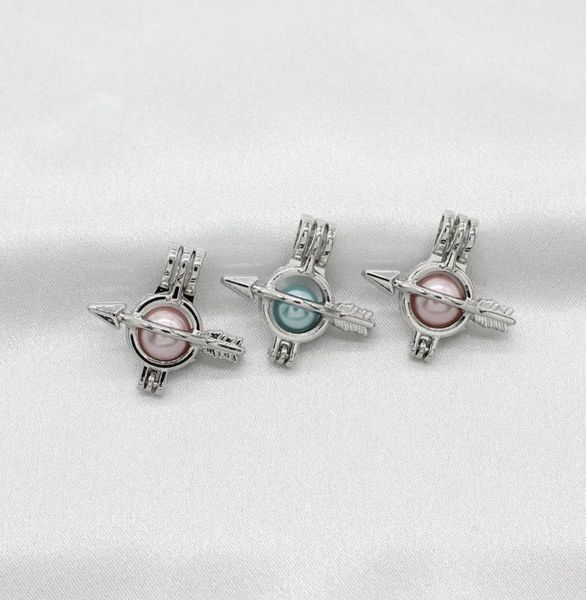 

10pcs silver bow arrow pearl cage floating fragrance essential oil diffuser cage lockets pendant aromatherapy jewelry findings6899846