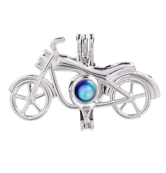 

silver plated motorcycle pearl cage motorbike diffuser cage lockets pendant fragrance essential oil necklace jewelry charms9539997
