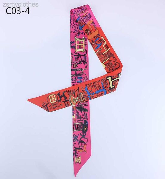 

large brand h letter printed scarf strap bag female silk scarf bandana long scarves bag accessories2324219, Blue;gray