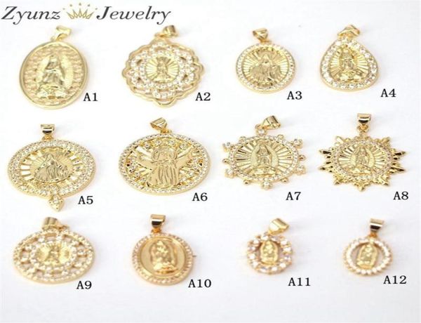 

10pcs gold color micro pave cz virgin mary jesus charms pendant findings jewelry 0927235f1572160, Silver