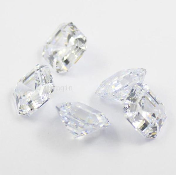 

10pcslot 85mmx85mm cubic zirconia simulated diamond asscher cut loose gem stones7609385, Black