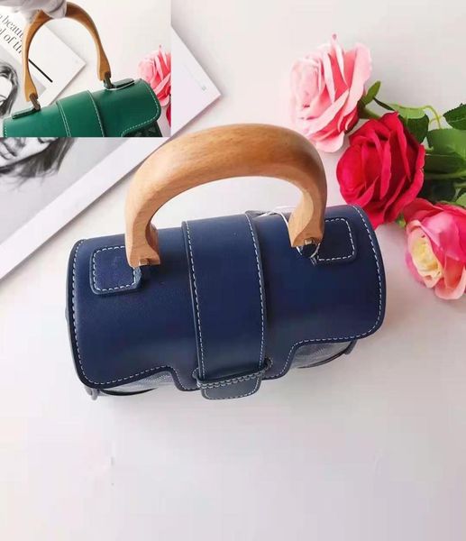 

unique wood handle small tote bag leather good quality retro saigon totes mini women handbag drawstring bucket bags 2 differe8303994, Black;red