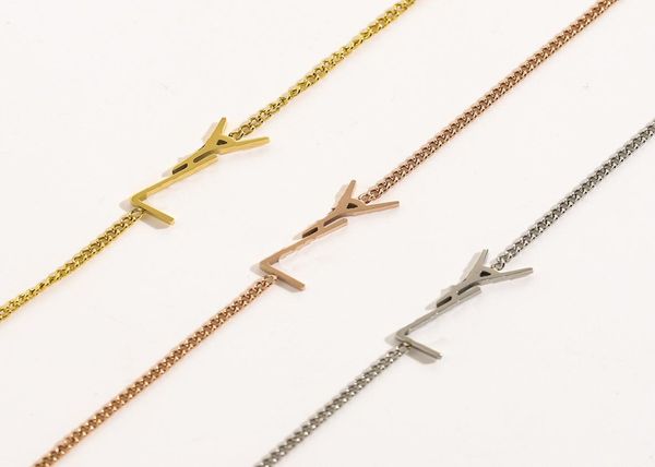 

designer 925 silver pendant necklaces 18k gold plated womens necklace stainless steel letter pendant choker necklaces 147284