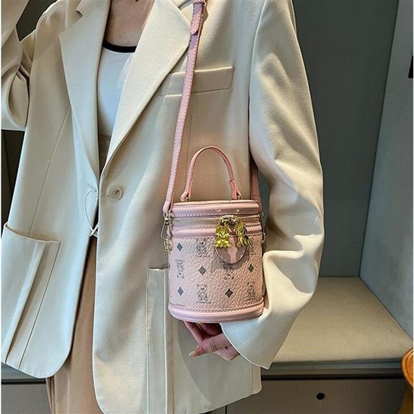 

2023 new fashion printing drum bag handbag niche high-end one shoulder messenger bucket bag women's bags2809