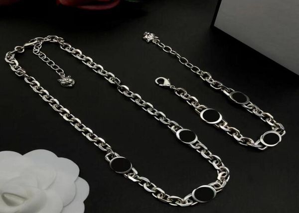 

designer choker necklace fashion men women stainless steel bracelets cuban silver chain brand letter pendants for collar hi9811350