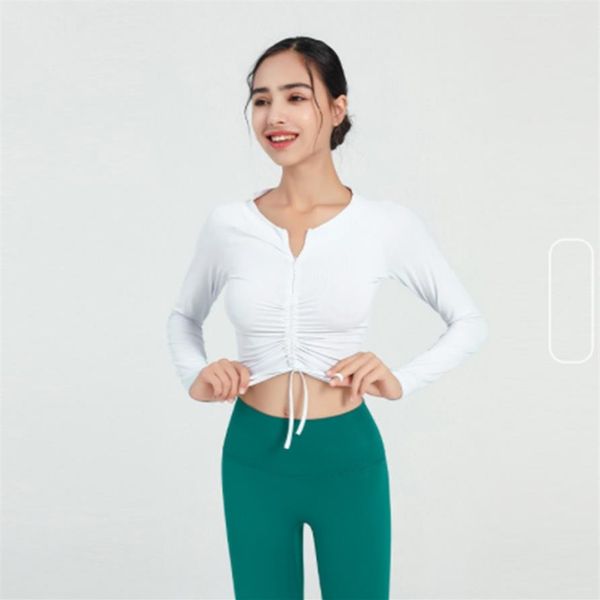 

2022 a-001 new yoga autumn winter half zipper skinny sports long sleeve outdoor slim pilates yoga drawstring t-shirt292z