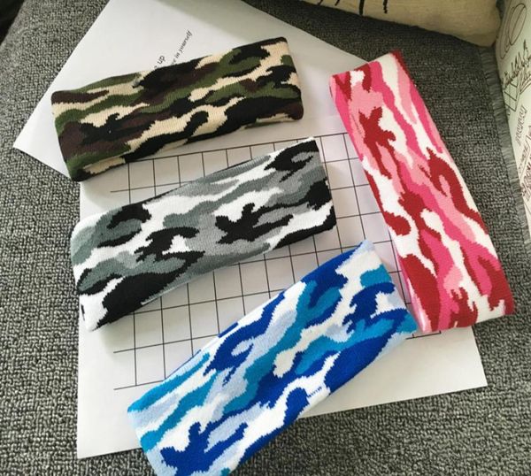 

camouflage color wool knitted headband hair wrap for women print military elastic turban yoga sport headbands headpiece 20pc9984325, Silver