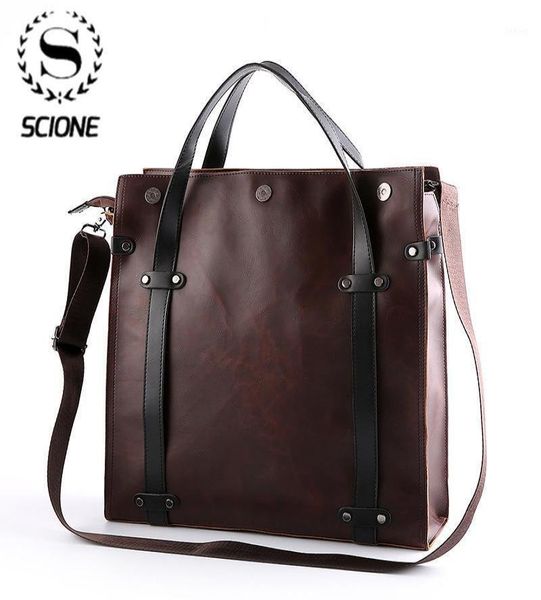 

scione men039s briefcase crazy horse pu leather handbag business office file bag vintage messenger bags casual work tote19688299