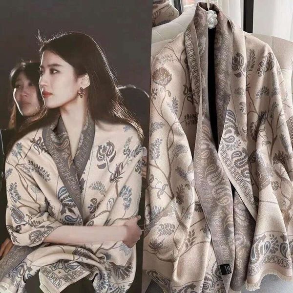 

high end air conditioned wraps room double sided cashmere shawl womens autumn and winter office afternoon nap, Blue;gray