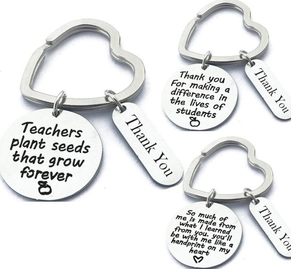 

letter stainless steel women men keychains couple lover key chains key ring promotion celebration gift teacher039 day thank you9583009, Silver