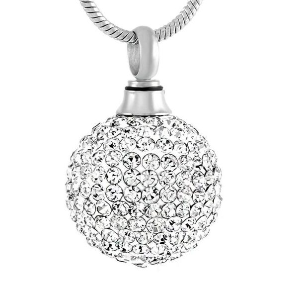 

clear crystal ball stainless steel cremation pendant necklace memory funeral ashes keepsake urn necklace jewelry5286817, Silver