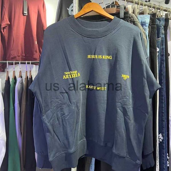 

men's hoodies sweatshirts 2023 god jesus is king hoodies men women crew neck harajuku streetwear loose anime ye tour sweatshirts x0905, Black