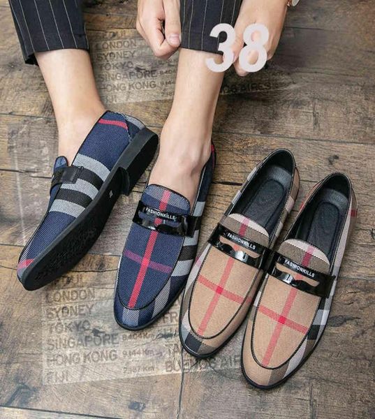 

dres shoe designer leather men casual shoe plaid luxury brand 2022 loafer moccasin breathable black riding plu size 38 48 2207231248952