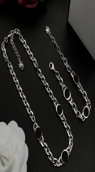 

designer choker necklace fashion men women stainless steel bracelets cuban silver chain brand letter pendants for collar hi6763551