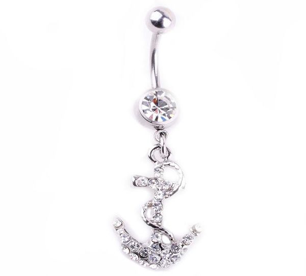 

d0704 anchor clear color belly navel button ring0123459130305, Silver