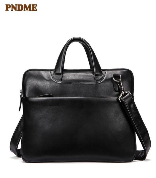 

hbp pndme black genuine leather men039s women039s business briefcase casual simple soft cowhide lapshoulder bag small wo3392602