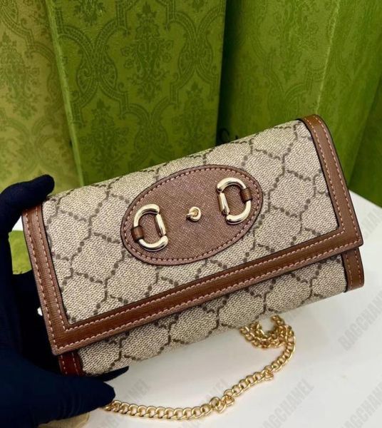 

classic wallet womens diagonal chain shoulder bags designer handbag fashion double letter printed card purse4494755, Red;black