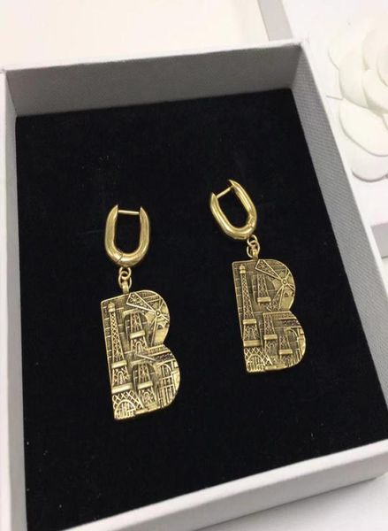 

fashion hoop huggie earrings b logo earring for women party wedding lovers gift luxury designer jewelry with box5306377, Golden;silver
