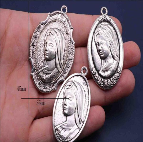 

20 pieces fashion mixed color jesus virgin mary icon catholic religious charm beads medal bracelet necklace1813828, Bronze;silver