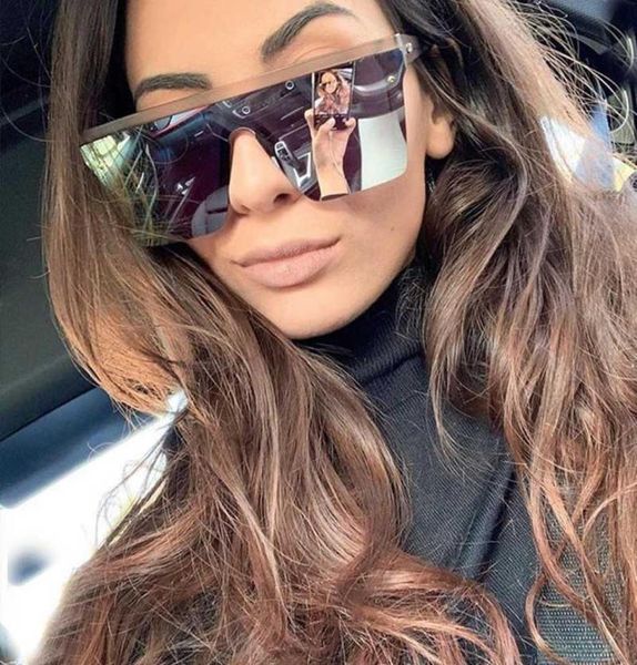 

whole 16 colors one piece square sunglasses for women retro rivet black silver mirror sun glasses men flat pink shades bulk1206336, White;black