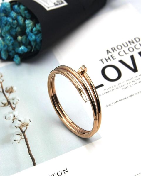 

titanium steel bracelet personalized double ring nail activity open couple bracelet female student bracelet8713023, Golden;silver