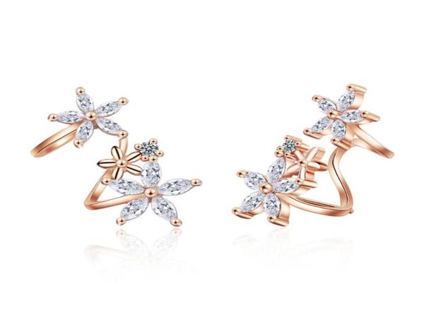 

flowers ear clips earring for women inlaid zircon earings fashion jewelry 2021 sweet temperament korean style stud3362485, Golden;silver